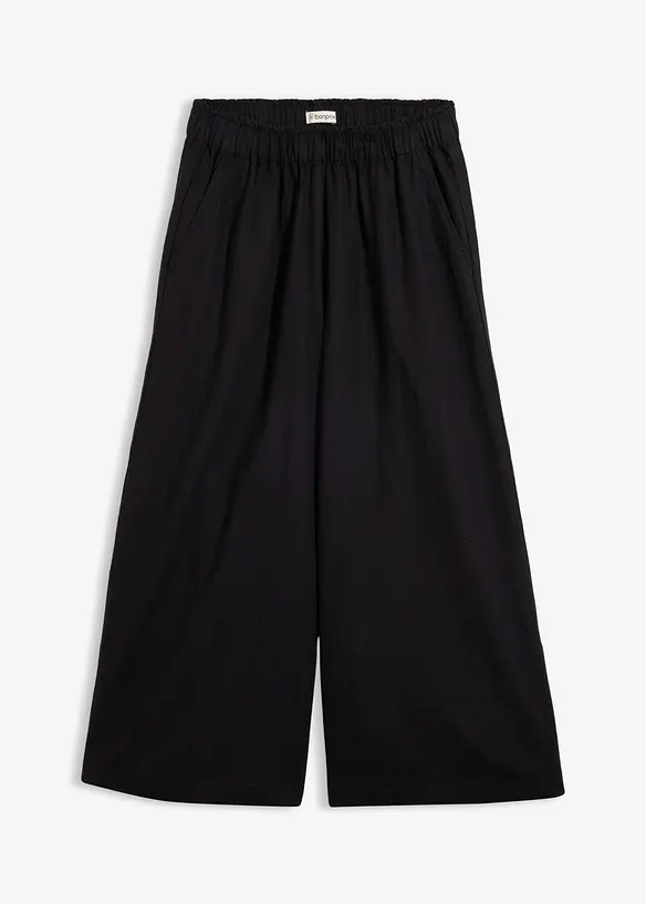 Palazzo-Hose aus Leinenmix in schwarz von vorne - bonprix
