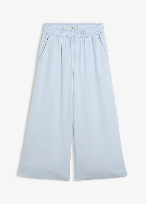 Palazzo-Hose aus Leinenmix in blau von vorne - bonprix