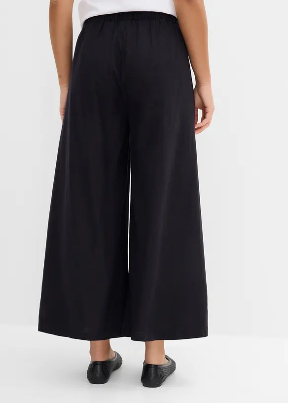 Palazzo-Hose aus Leinenmix in schwarz von hinten - bonprix