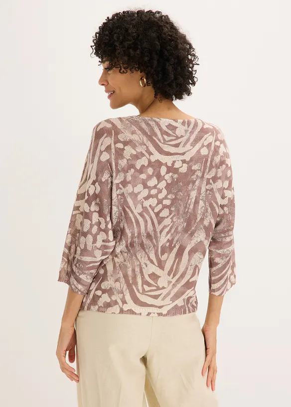 Fledermauspullover in beige von hinten (im Anschnitt) - bonprix