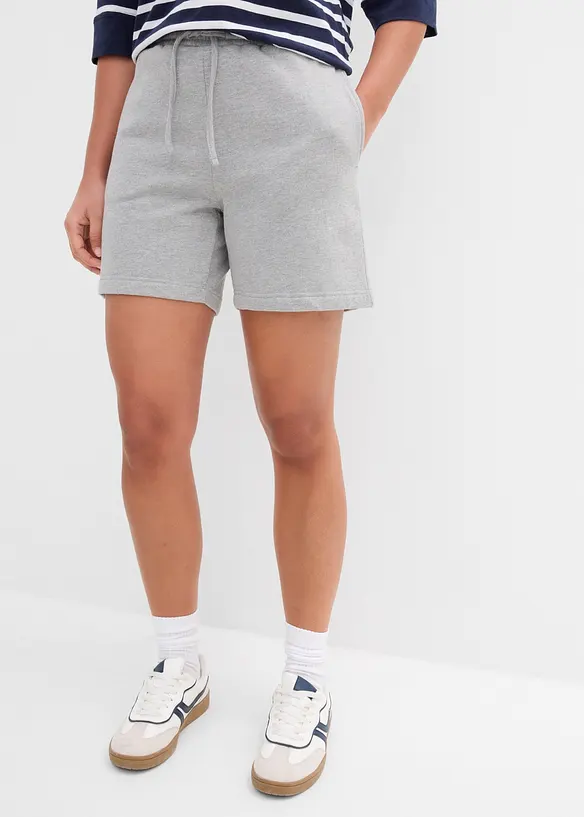 Sweat-Shorts mit Bio-Baumwolle in grau von vorne - bonprix