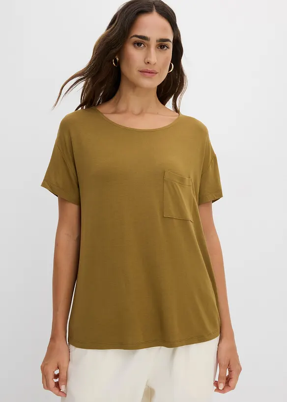 Shirt aus softem Viskose-Mix in grün von vorne (im Anschnitt) - bonprix Shirt aus softem Viskose-Mix in grün von vorne (im Anschnitt) - bonprix