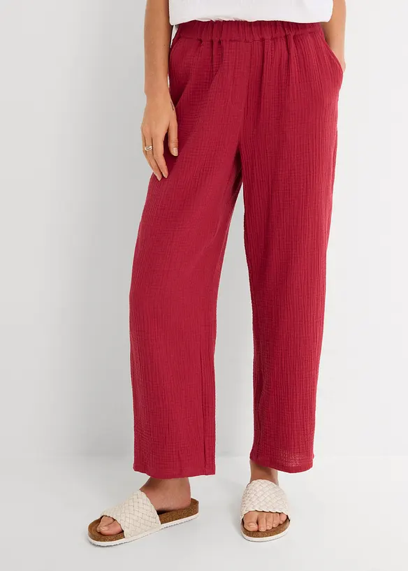 Musselin Barrel-Hose aus reiner Baumwolle in rot von vorne - bonprix Musselin Barrel-Hose aus reiner Baumwolle in rot von vorne - bonprix