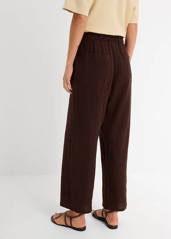 Musselin Barrel-Hose aus reiner Baumwolle in braun von hinten - bonprix Musselin Barrel-Hose aus reiner Baumwolle in braun von hinten - bonprix