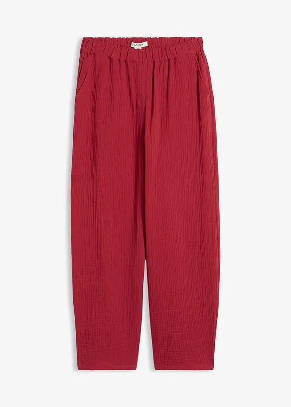 Musselin Barrel-Hose aus reiner Baumwolle in rot von vorne - bonprix Musselin Barrel-Hose aus reiner Baumwolle in rot von vorne - bonprix