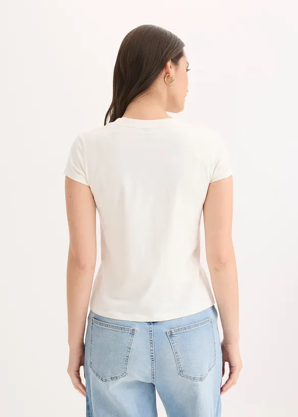 Shirt aus elastischer Baumwolle in weiß von hinten (im Anschnitt) - bonprix