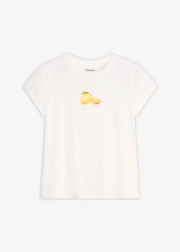 Shirt aus elastischer Baumwolle in weiß von vorne - bonprix