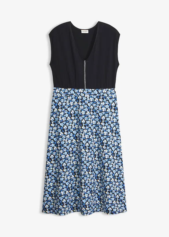 Midi-Jerseykleid aus Viskose-Mix in blau von vorne - bonprix