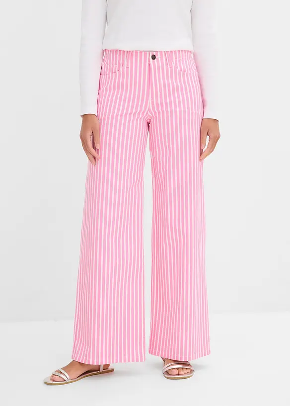 Twillhose aus elastischem Baumwoll-Mix in rosa von vorne - bonprix