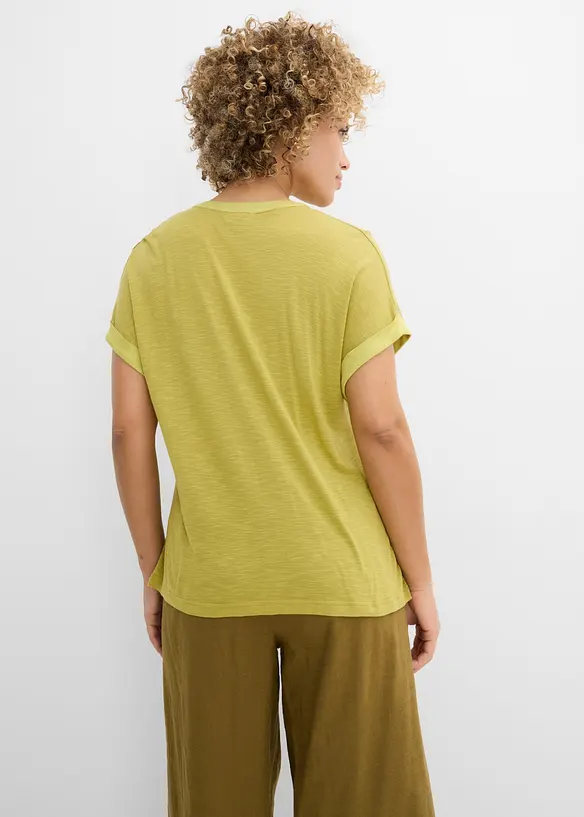 T-Shirt aus reiner Viskose in grün von hinten (im Anschnitt) - bonprix