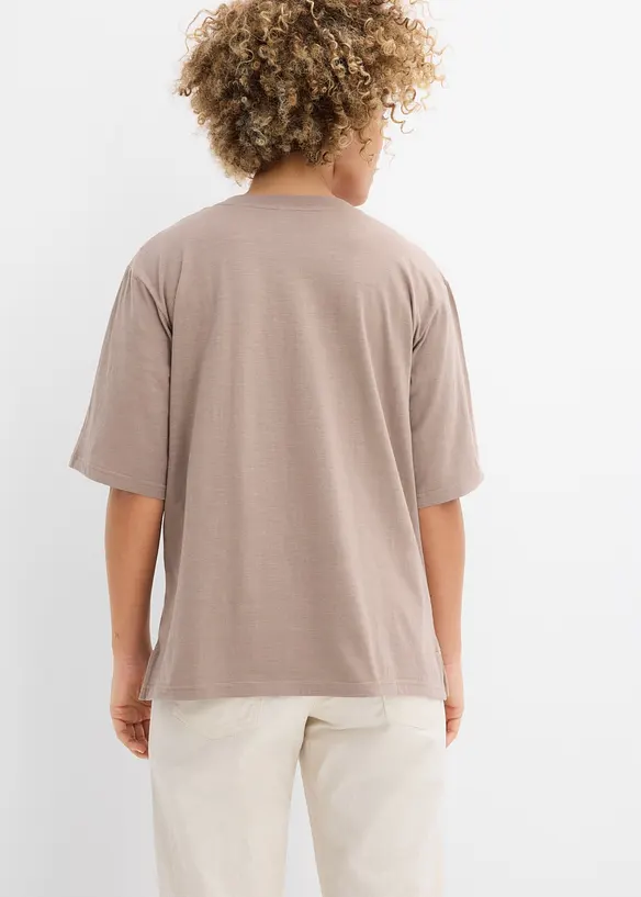 Flammgarn-Boxy-Shirt aus reiner Bio-Baumwolle (2er Pack) in braun von hinten (im Anschnitt) - bonprix Flammgarn-Boxy-Shirt aus reiner Bio-Baumwolle (2er Pack) in braun von hinten (im Anschnitt) - bonprix
