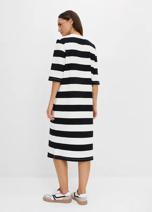 Shirtkleid aus schwerer reiner Bio-Baumwolle in schwarz von hinten (Totalaufnahme) - bonprix