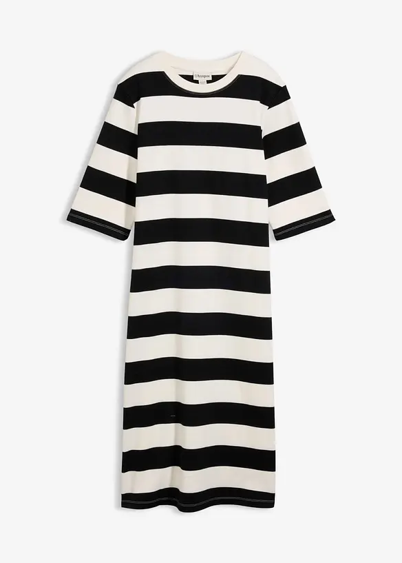 Shirtkleid aus schwerer reiner Bio-Baumwolle in schwarz von vorne - bonprix