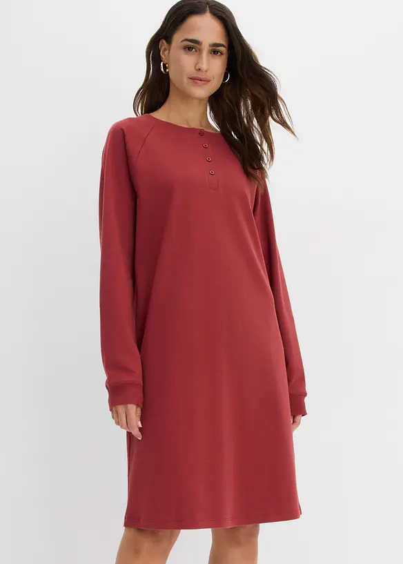 Jerseykleid aus schwerer reiner Bio-Baumwolle in rot von vorne (Totalaufnahme) - bonprix