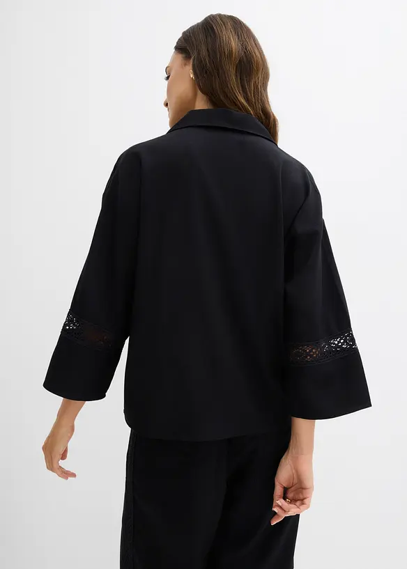 Bluse aus fließender Viskose in schwarz von hinten (im Anschnitt) - bonprix