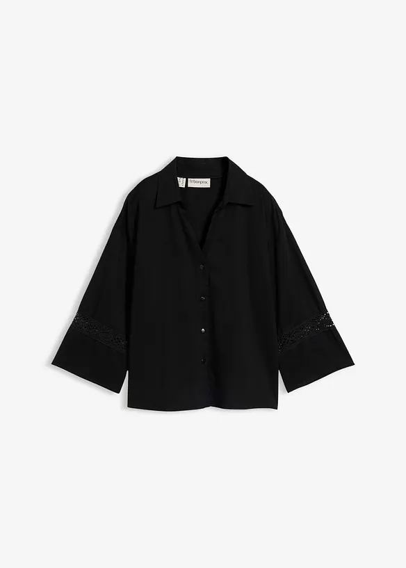 Bluse aus fließender Viskose in schwarz von vorne - bonprix