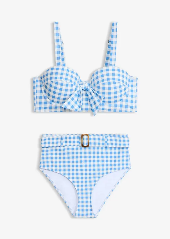 Bügel-Bikini mit Highwaist-Bikinihose (2-tlg.Set) in blau von vorne - bonprix