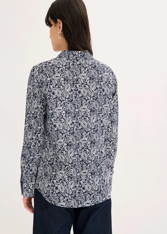 Bluse aus feinem Viskose-Mix in blau von hinten (im Anschnitt) - bonprix