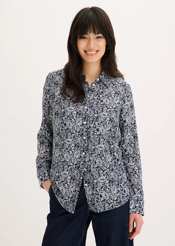 Bluse aus feinem Viskose-Mix in blau von vorne (im Anschnitt) - bonprix