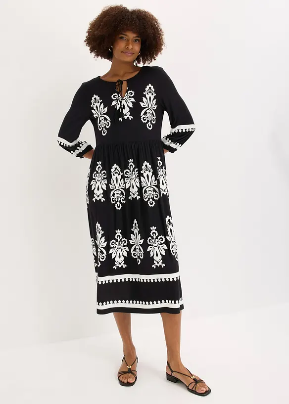 Jerseykleid aus softem Viskose-Mix in schwarz von vorne (Totalaufnahme) - bonprix Jerseykleid aus softem Viskose-Mix in schwarz von vorne (Totalaufnahme) - bonprix