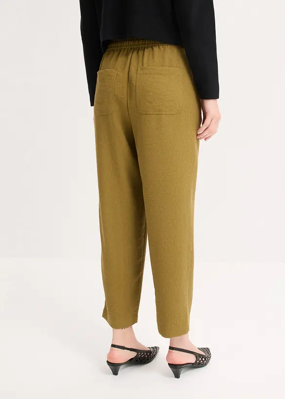 Lockere Hose aus strukturiertem Viskose-Mix in grün von hinten - bonprix