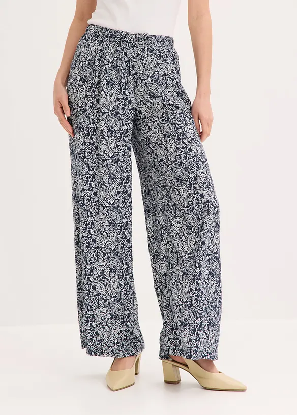Schlupfhose aus feinem Viskose-Mix in blau von vorne - bonprix