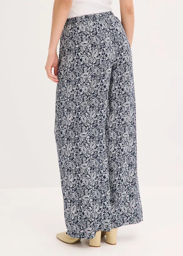 Schlupfhose aus feinem Viskose-Mix in blau von hinten - bonprix