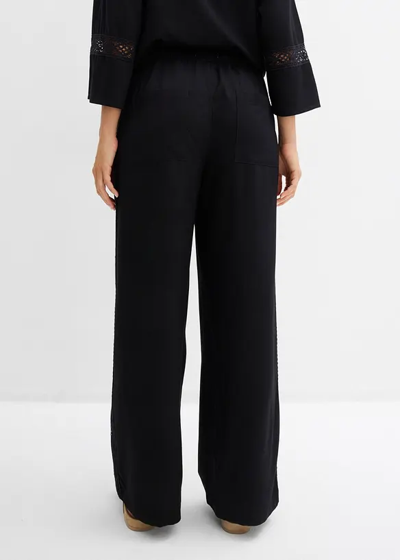 Lockere Hose aus fließender Viskose in schwarz von hinten - bonprix Lockere Hose aus fließender Viskose in schwarz von hinten - bonprix