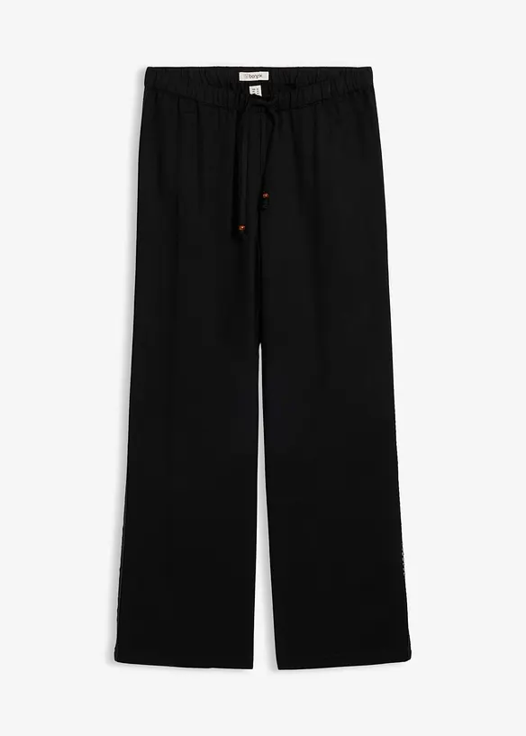 Lockere Hose aus fließender Viskose in schwarz von vorne - bonprix Lockere Hose aus fließender Viskose in schwarz von vorne - bonprix