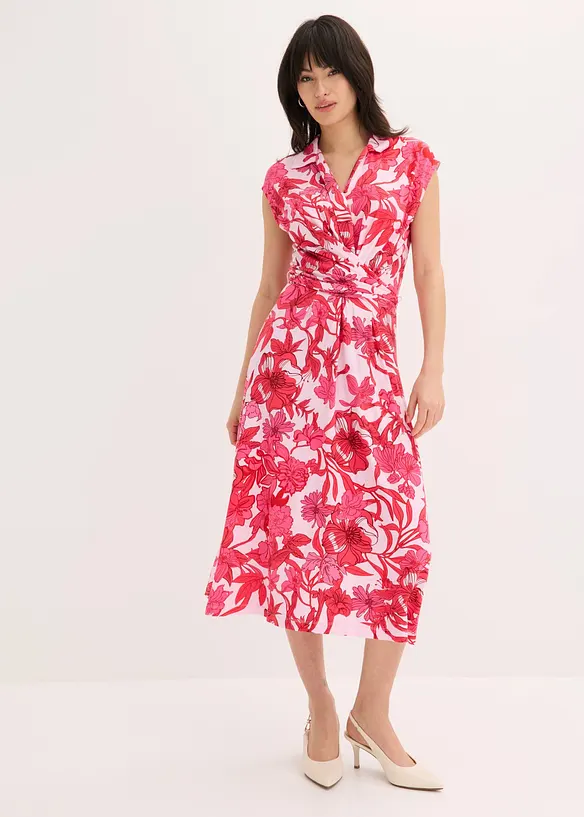 Jerseykleid aus softem Viskose-Mix in pink von vorne (Totalaufnahme) - bonprix