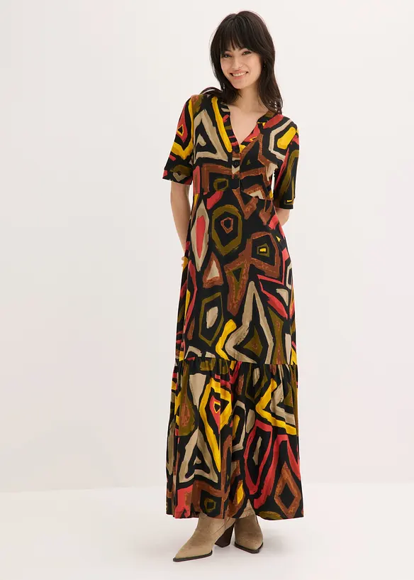 Maxikleid aus softem Viskose-Mix in rot von vorne (Totalaufnahme) - bonprix Maxikleid aus softem Viskose-Mix in rot von vorne (Totalaufnahme) - bonprix