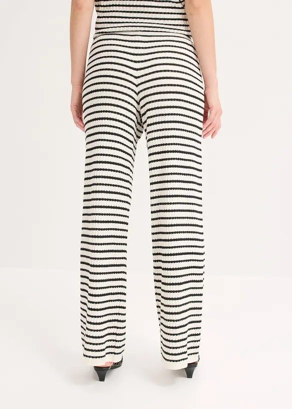 Strickhose aus luftigem Leinen-Mix in weiß von hinten - bonprix