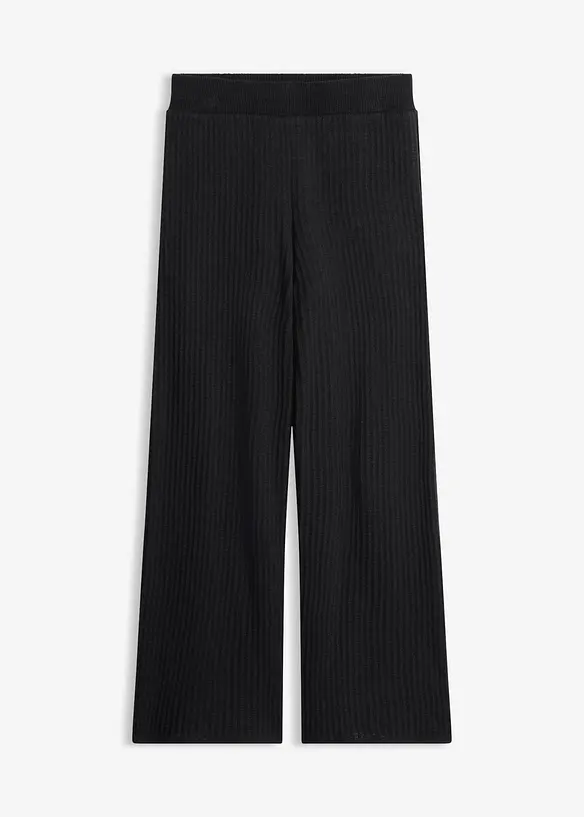 Strickhose aus luftigem Leinen-Mix in schwarz von vorne - bonprix