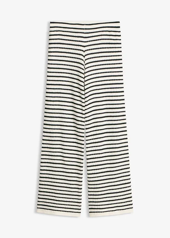 Strickhose aus luftigem Leinen-Mix in weiß von vorne - bonprix