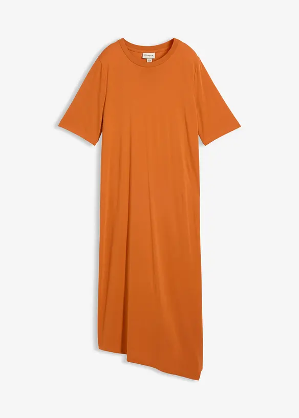 Shirtkleid mit asymmetrischem Saum aus Modal-Mix in orange von vorne - bonprix Shirtkleid mit asymmetrischem Saum aus Modal-Mix in orange von vorne - bonprix