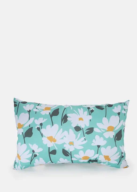 Kissen mit Blumen Motiv in grün von vorne - bonprix