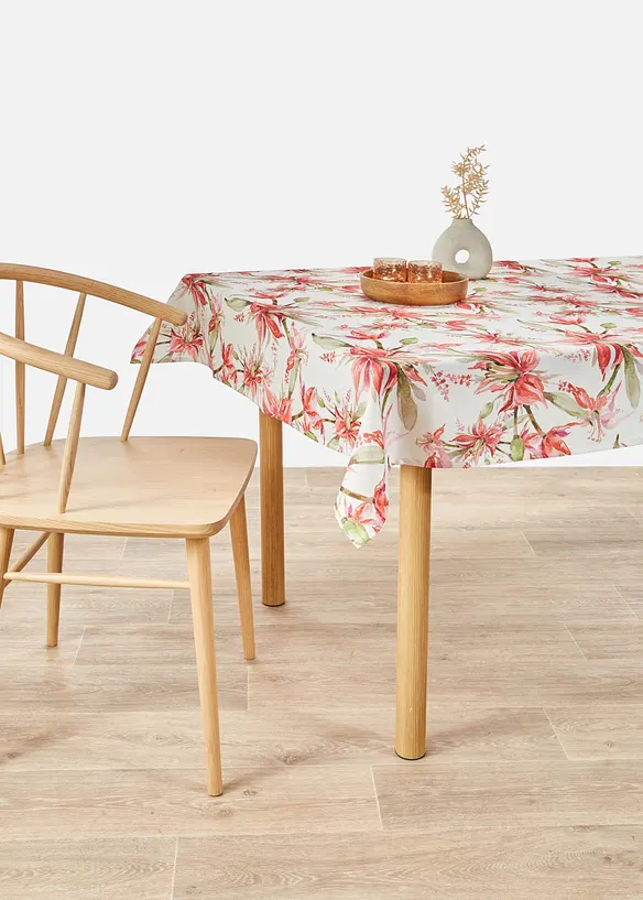Tischdecke mit Blumen Druck, wasserabweisend in pink - bonprix