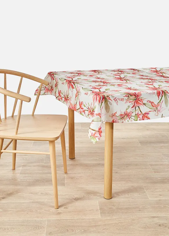 Tischdecke mit Blumen Druck, wasserabweisend in pink von vorne - bonprix