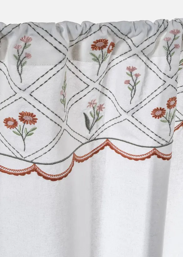 Scheibengardine aus Bio-Baumwolle mit Stickerei in beige (Detailaufnahme) - bonprix