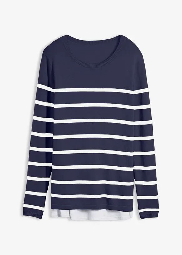 2-in-1 leichter Umstands- und Stillpullover in blau von vorne - bonprix