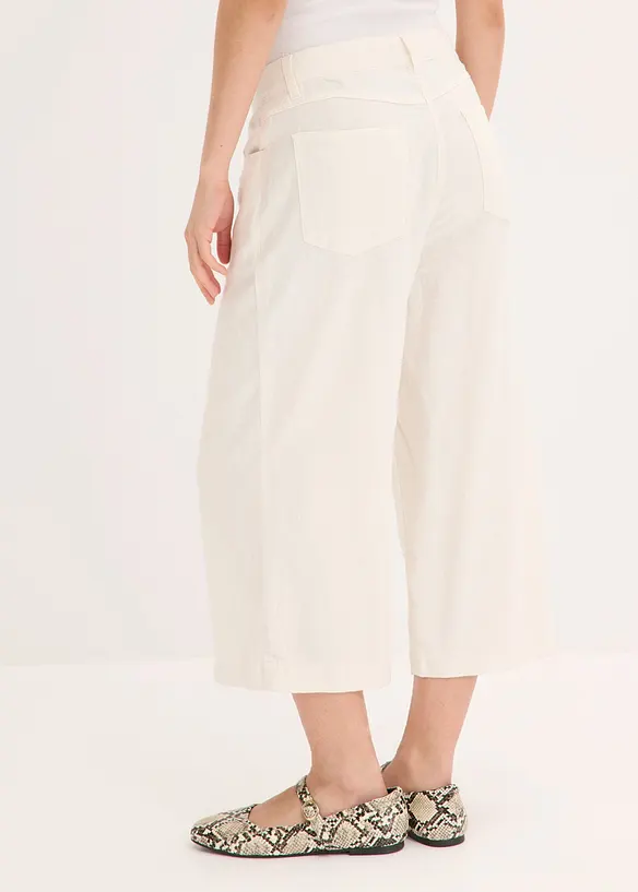 Culotte Hose aus luftigem Leinen-Mix mit Biesen in weiß von hinten - bonprix Culotte Hose aus luftigem Leinen-Mix mit Biesen in weiß von hinten - bonprix