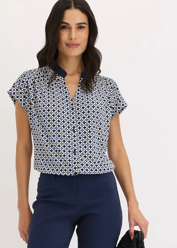 Shirtbluse bedruckt in blau von vorne (im Anschnitt) - bonprix Shirtbluse bedruckt in blau von vorne (im Anschnitt) - bonprix