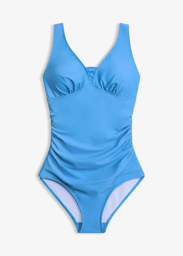 Light Shape-Badeanzug mit breiten Trägern in blau von vorne - bonprix
