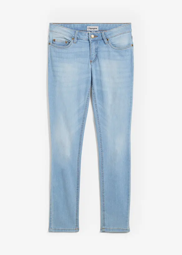 Skinny Jeans Mid Waist, Stretch in blau von vorne - bonprix