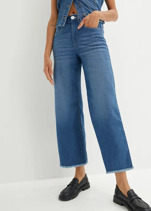 7/8-Jeans, Wide Fit in blau von vorne - bonprix