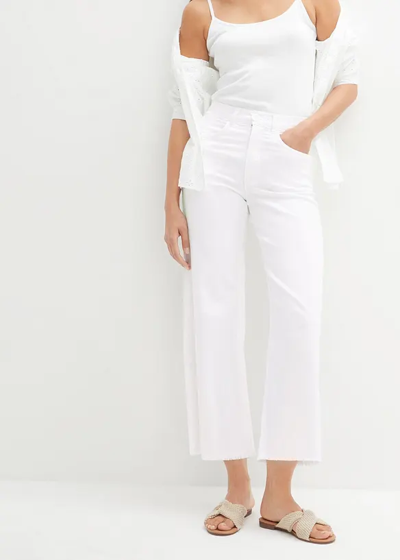7/8-Jeans, Wide Fit in weiß von vorne - bonprix