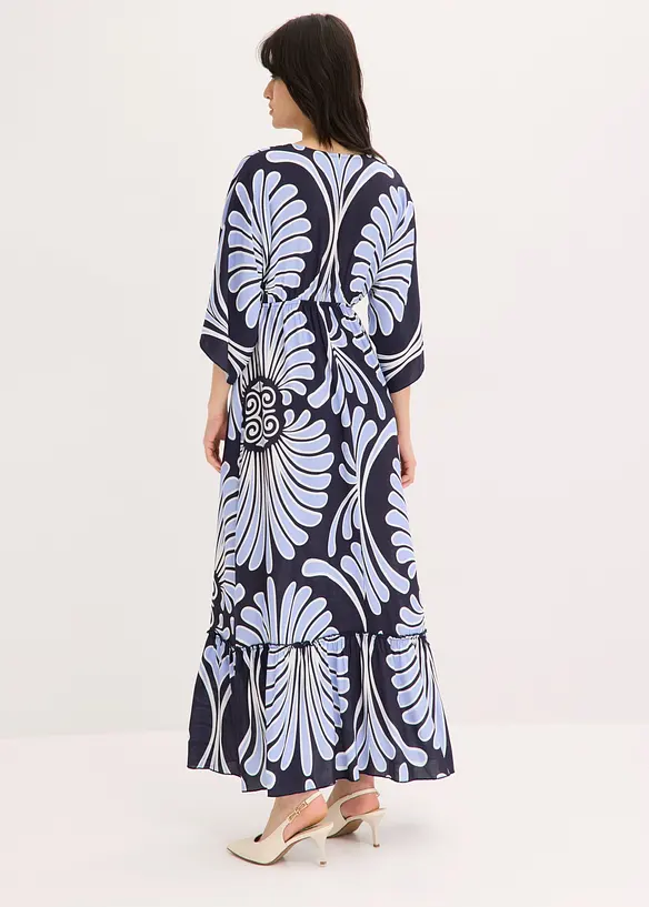Maxikleid aus fließender Viskose in blau von hinten (Totalaufnahme) - bonprix
