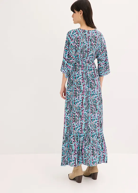 Maxikleid aus fließender Viskose in blau von hinten (Totalaufnahme) - bonprix