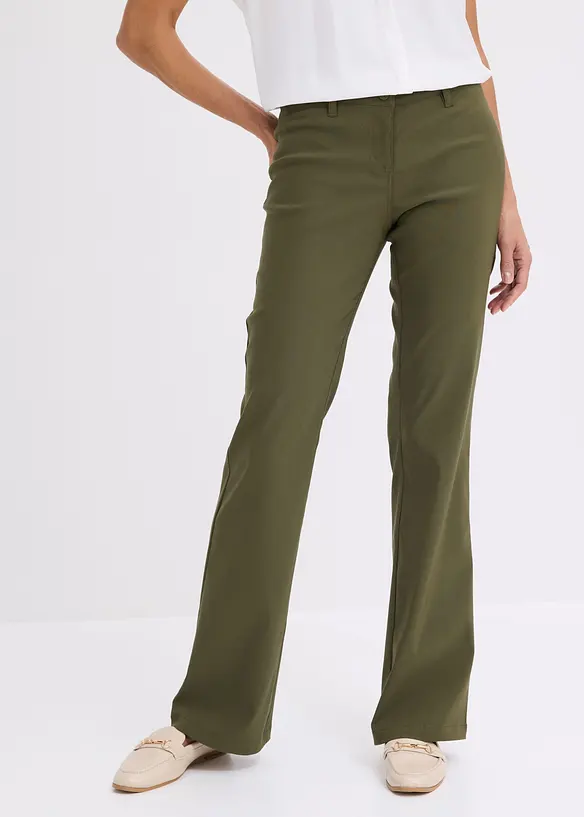 Stretch-Hose, Bootcut in grün von vorne - bonprix