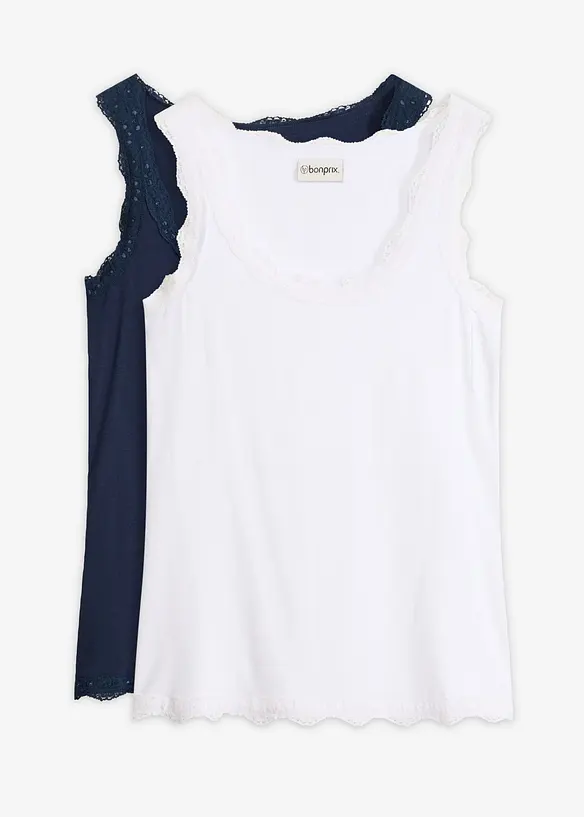 Top aus softem Viskose-Mix (2er-Pack) in blau von vorne - bonprix